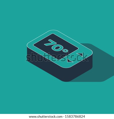 Isometric Thermostat icon isolated on green background. Temperature control.  Vector Illustration