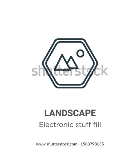 Landscape outline vector icon. Thin line black landscape icon, flat vector simple element illustration from editable electronic stuff fill concept isolated on white background