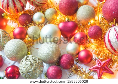 Beautiful christmas decoration on old white, wooden background. Christmas decoration concept