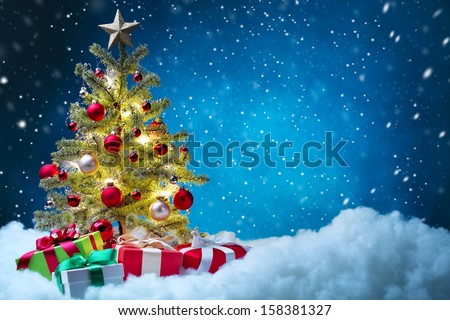 Christmas tree with decorations,Christmas concept.
