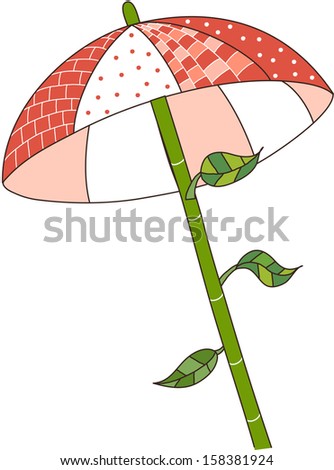 Vector illustration of an umbrella on a bamboo pole