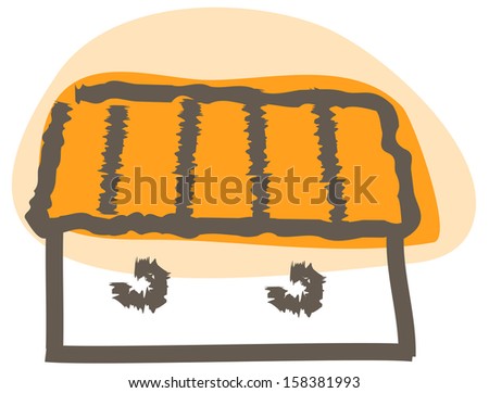 Vector illustration of a house with orange roof