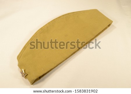 military cap of a soldier of the Soviet Army on a white background.
