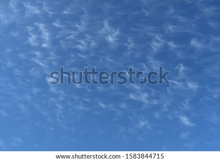 Nephology at its best. A beautiful meteorological sky cloudscape scene, with white transparent Cirrocumulus cloud in a pale, blue sky Atmospheric beauty in nature. New South Wales, Australia.