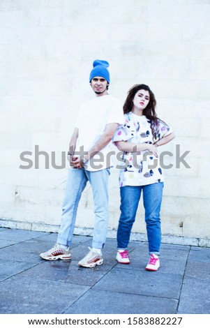 young happy students teenagers at university building on stairs, lifestyle people concept boy and girl