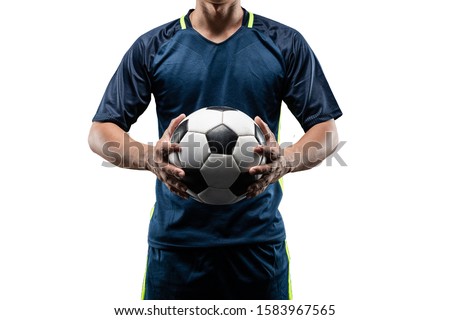 one soccer player man isolated on white background