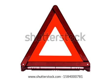 Red triangle sign, emergency stop sign, emergency warning sign isolate on white background