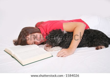 asleep with a dog