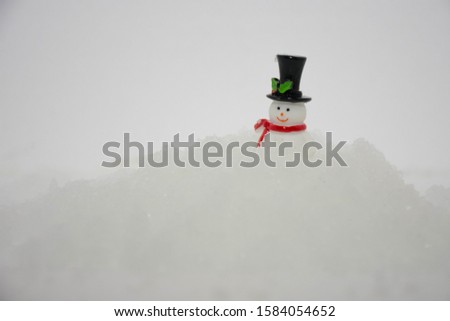 snow man on snow white background.