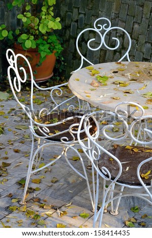 garden outdoor furniture in the fall