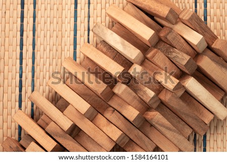 close up wooden texture, Natural wooden blocks toys for backgroud.