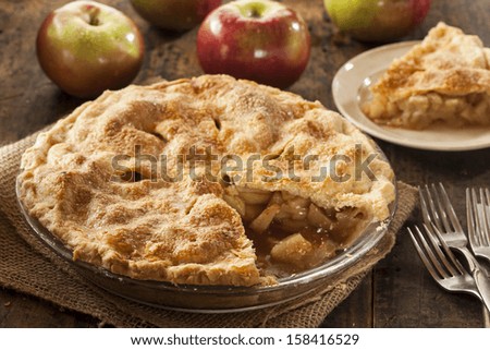 Homemade Organic Apple Pie Dessert Ready to Eat Royalty-Free Stock Photo #158416529