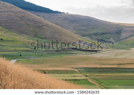 beautiful panorama of the Plain of Castelluccio of Norcia, Umbria
