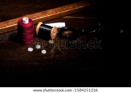 work tools of a tailoring studio, Italian tailor
