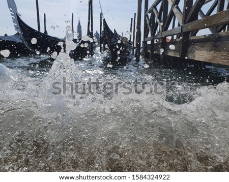Gondolas in the town of Venice Italy