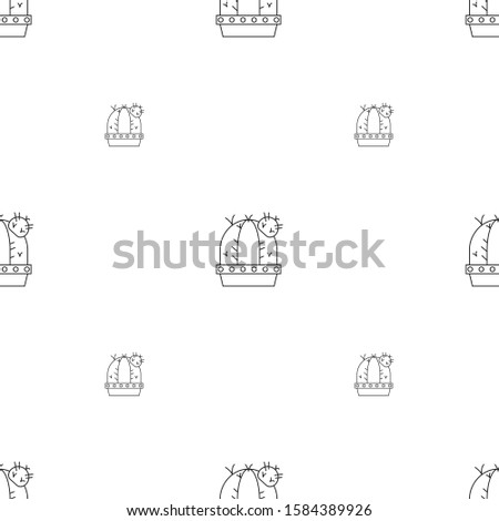 Pattern seamless Outline cactus cartoon cute doodle concept. Cute desert plants. Decorative natural elements are isolated on white. flat design stroke adorable concept. thin line. vector ,illustration