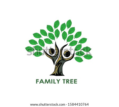 Abstract Family tree logo design. Human tree concept with father and mother, vector illustration.