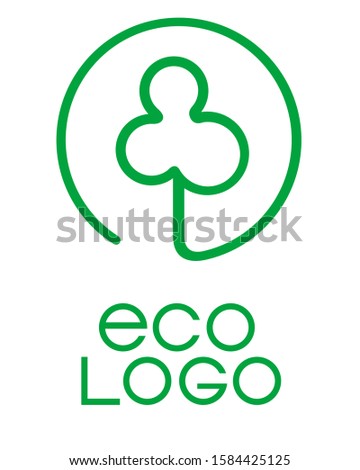 Stylized image of a tree in circle and inscription. Green logo on an environmental theme
