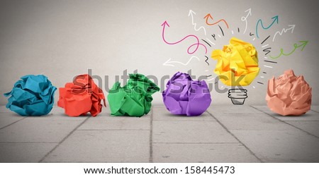 Concept of idea with colorful crumpled paper Royalty-Free Stock Photo #158445473