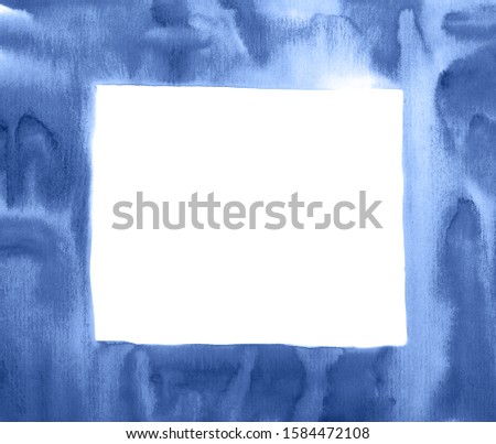 Classic Blue watercolor background isolated on white. Bright picture, color of year 2020. 19-4052