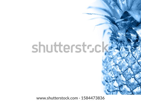Blue pineapple on white background with space for text Photo