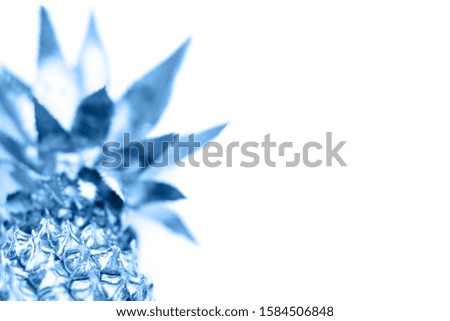 Blue metalic pineapple element on white background with space for text Photo