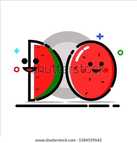 Cute Watermelon Fruit Logo Design
