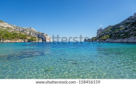 The bay "Calanque Sormiou" near Marseille in South France Royalty-Free Stock Photo #158456159