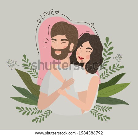 Couple of woman and man drawing design, Relationship valentines day love romance holiday and together theme Vector illustration