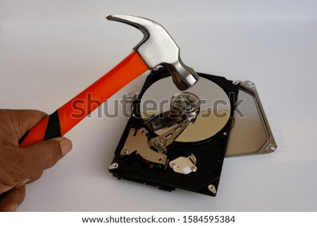 Smash the Platters to Destroy Information from Hard Disk Drive - Conceptual Photo