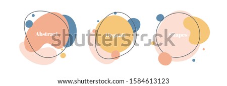 Vector set of minimal backgrounds with organic abstract shapes and sample text in pastel colors Royalty-Free Stock Photo #1584613123