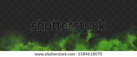 Green smog or fog clouds. Stink bad smell, smoke or stench gases. Vector realistic border of chemical toxic vapour isolated on transparent background Royalty-Free Stock Photo #1584618070