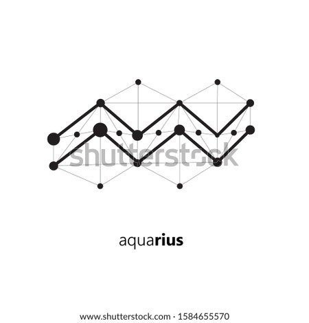 Zodiac aquarius signs isolated on white background. Star signs for astrology horoscope. Zodiac line stylized symbols. Astrological calendar collection, horoscope constellation vector illustration
