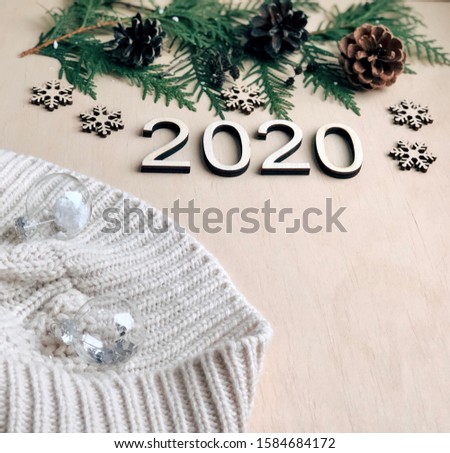 2020 wooden background with empty space for your logo and text