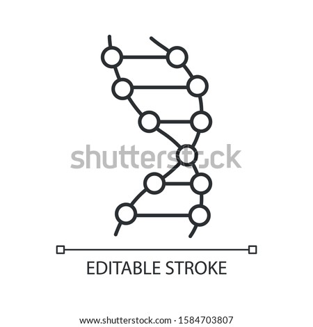 DNA helix linear icon. Z-DNA. Connected dots, lines. Deoxyribonucleic, nucleic acid. Genetic code. Genetics. Thin line illustration. Contour symbol. Vector isolated outline drawing. Editable stroke