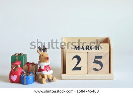 March 25, Christmas, Birthday with number cube design for background.