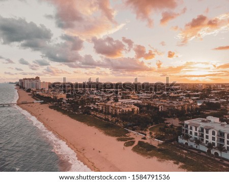 Aerial wide angle shot of Fort Lauderdale beach, Florida, USA