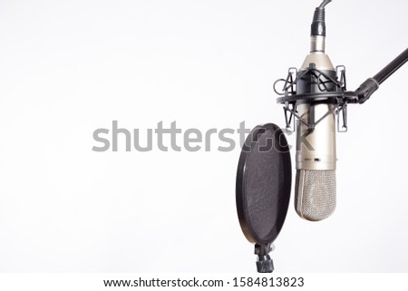 condenser microphone of studio in white
background.