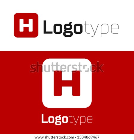 Red Hospital sign icon isolated on white background. Logo design template element. 