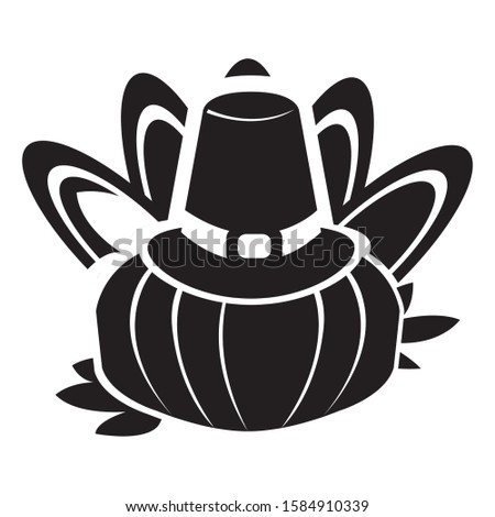 Silhouette of a pumpkin with a pilgrim hat - Vector