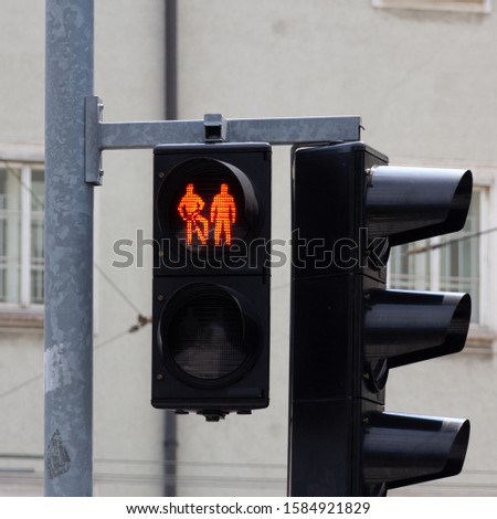 A red traffic light shows the combined picture for bicycle and pedestrians in Vienna, Austria