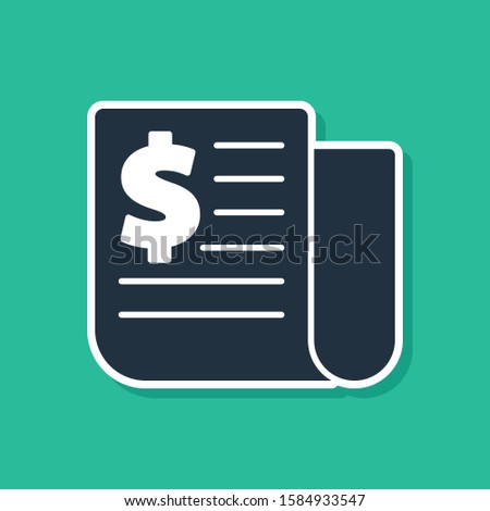 Blue Financial news icon isolated on green background.  Vector Illustration