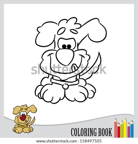 Coloring book - small cute puppy (vector)