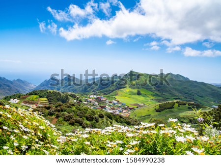 Amazing mountain landscape on tropical island. Location: Tenerife, Canary Islands, Spain. Artistic picture. Beauty world. Travel concept.