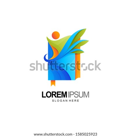 education logo, people and book design concept