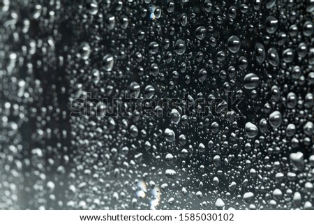 Water drops on glass against white background