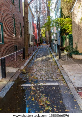 Philadelphia, Pennsylvania, narrow alley in the fall.