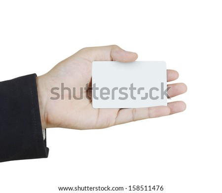 collection of card blanks in a hand businessman