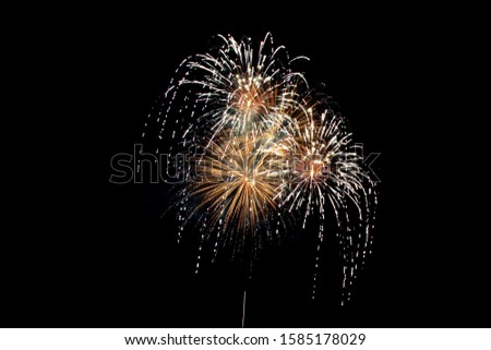 Fireworks isolated on black or dark background at night time.
