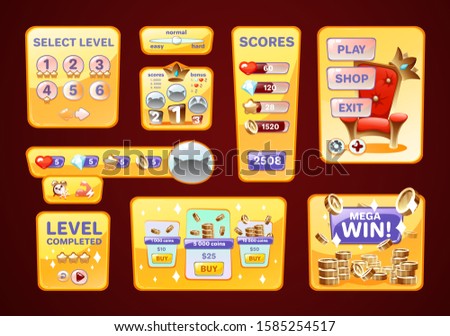 Game Ui Level Completed Screen Interface Royalty Free Stock Vector Avopix Com